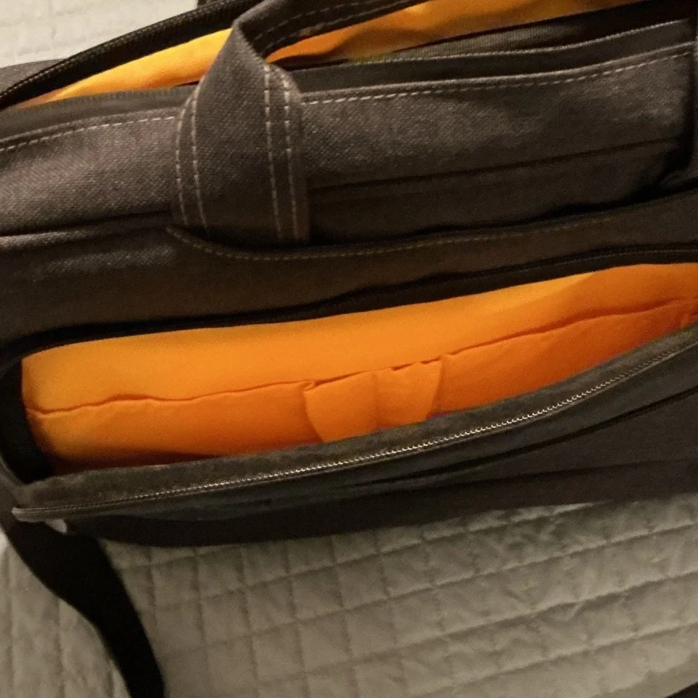 Grey Canvas Laptop Briefcase Bag